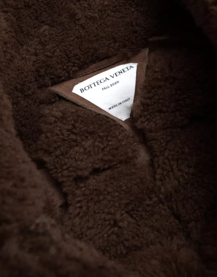 Chaqueta de piel de cordero marrón de Bottega Veneta