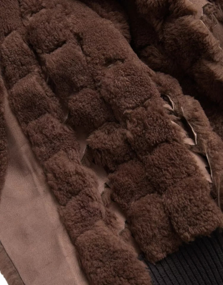 Chaqueta de piel de cordero marrón de Bottega Veneta