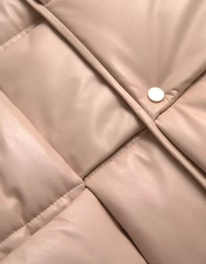 Chaqueta de piel de becerro acolchada beige sin mangas de Bottega Veneta