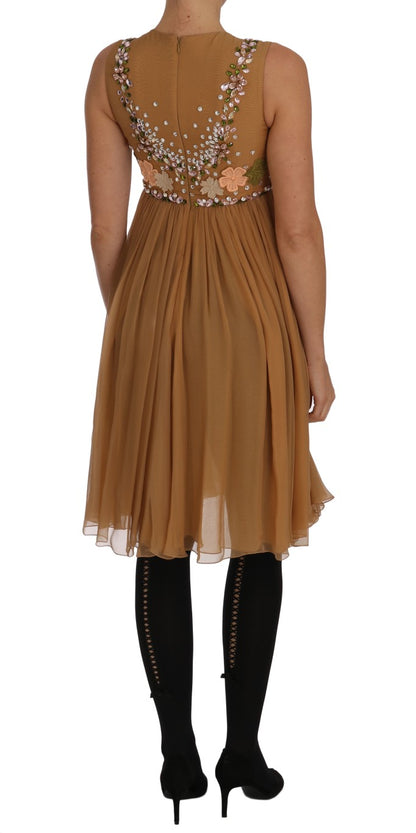 Dolce &amp; Gabbana Exquisite Gold Silk A-line Dress