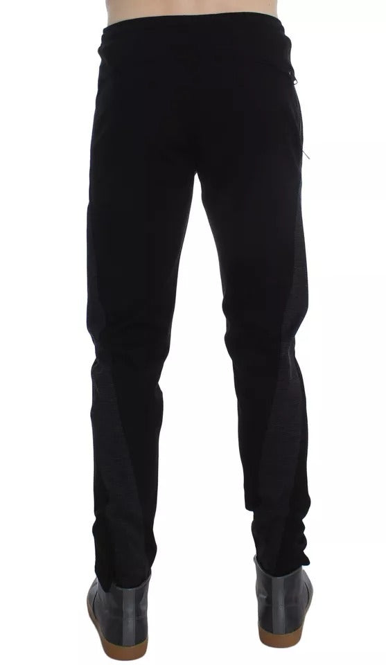 Dolce &amp; Gabbana Black Gray Wool Casual Trousers Stripe Pants