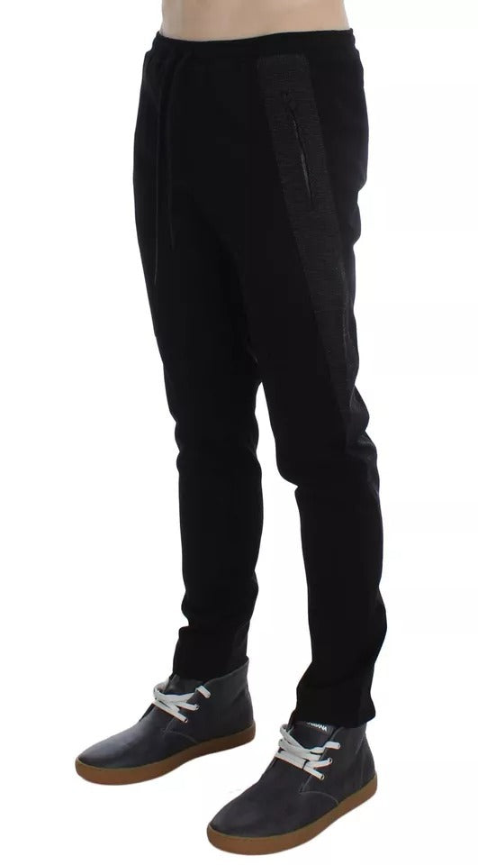 Dolce &amp; Gabbana Black Gray Wool Casual Trousers Stripe Pants