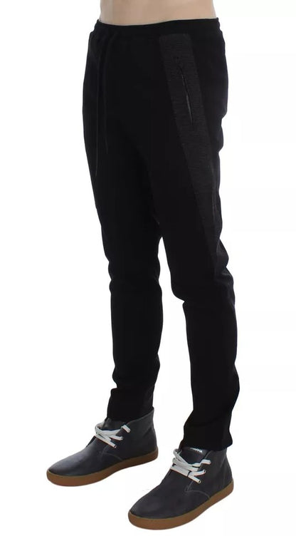 Dolce &amp; Gabbana Black Gray Wool Casual Trousers Stripe Pants