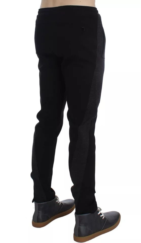 Dolce &amp; Gabbana Black Gray Wool Casual Trousers Stripe Pants