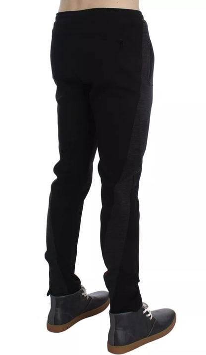 Dolce &amp; Gabbana Black Gray Wool Casual Trousers Stripe Pants