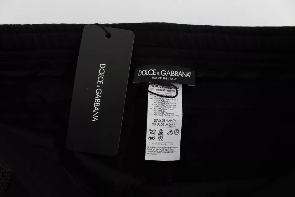 Dolce &amp; Gabbana Black Gray Wool Casual Trousers Stripe Pants