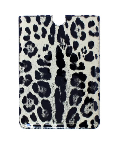 Dolce &amp; Gabbana White Leopard Pattern Leather eBook Cover Tablet Case