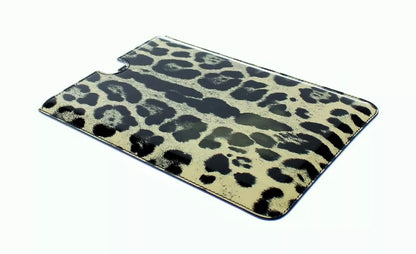 Dolce &amp; Gabbana White Leopard Pattern Leather eBook Cover Tablet Case
