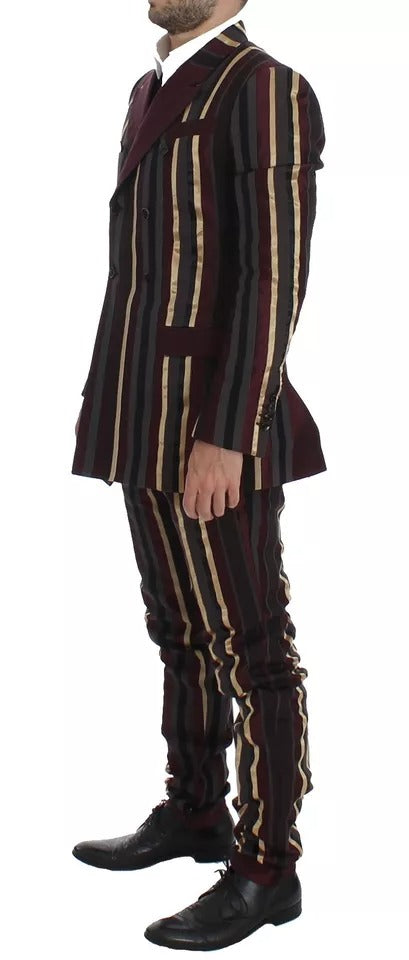 Traje de chaleco de tres piezas ajustado con rayas multicolor de Dolce &amp; Gabbana