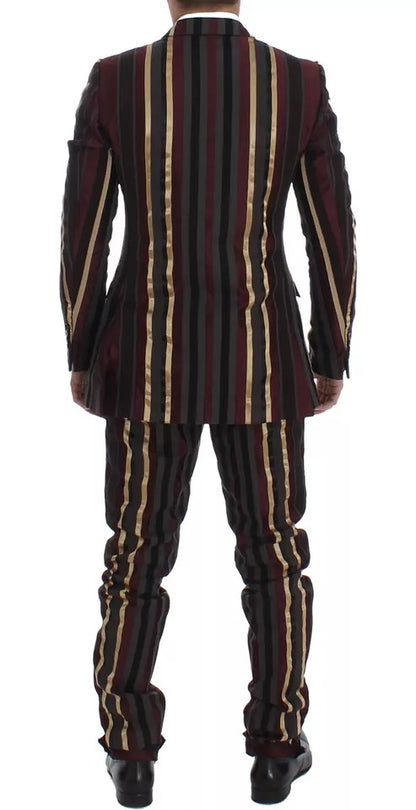 Traje de chaleco de tres piezas ajustado con rayas multicolor de Dolce &amp; Gabbana