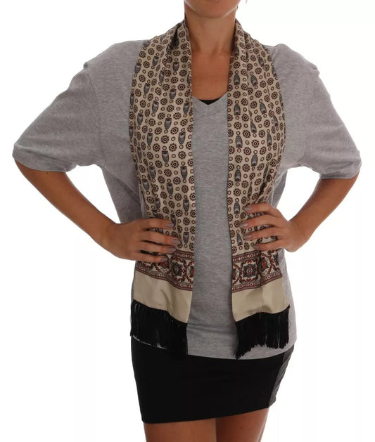 Dolce & Gabbana Gray Cotton Owl Silk Scarf Top T-shirt – IT44 | L par Dolce & Gabbana | Disponible sur Sandy Store ByNet