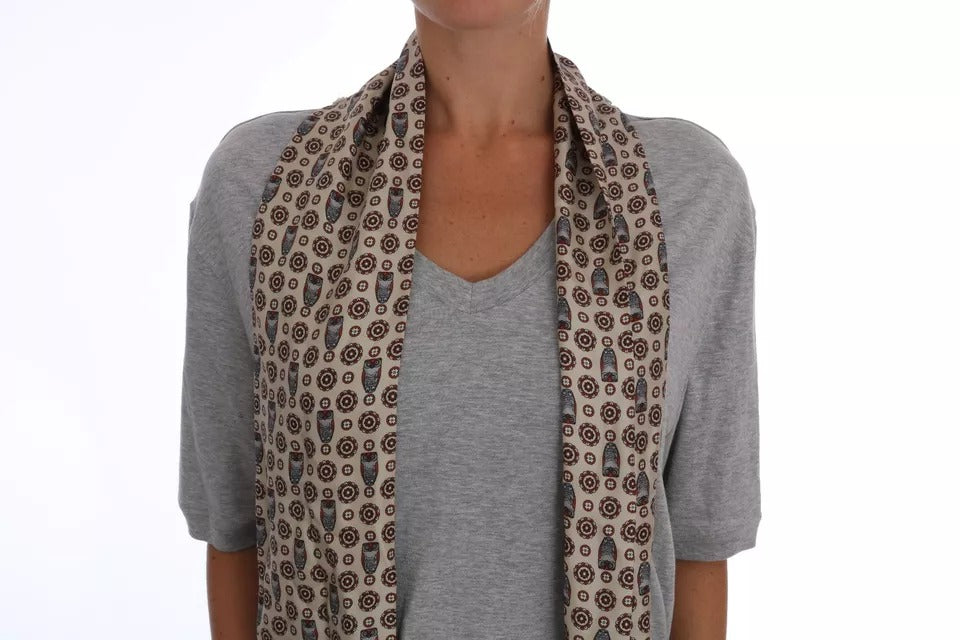Dolce & Gabbana Gray Cotton Owl Silk Scarf Top T-shirt – IT44 | L par Dolce & Gabbana | Disponible sur Sandy Store ByNet