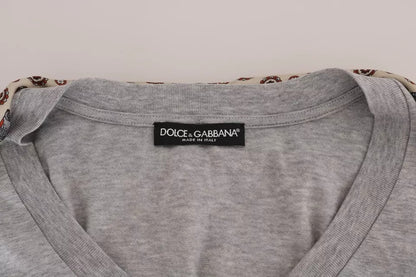 Dolce & Gabbana Gray Cotton Owl Silk Scarf Top T-shirt – IT44 | L par Dolce & Gabbana | Disponible sur Sandy Store ByNet