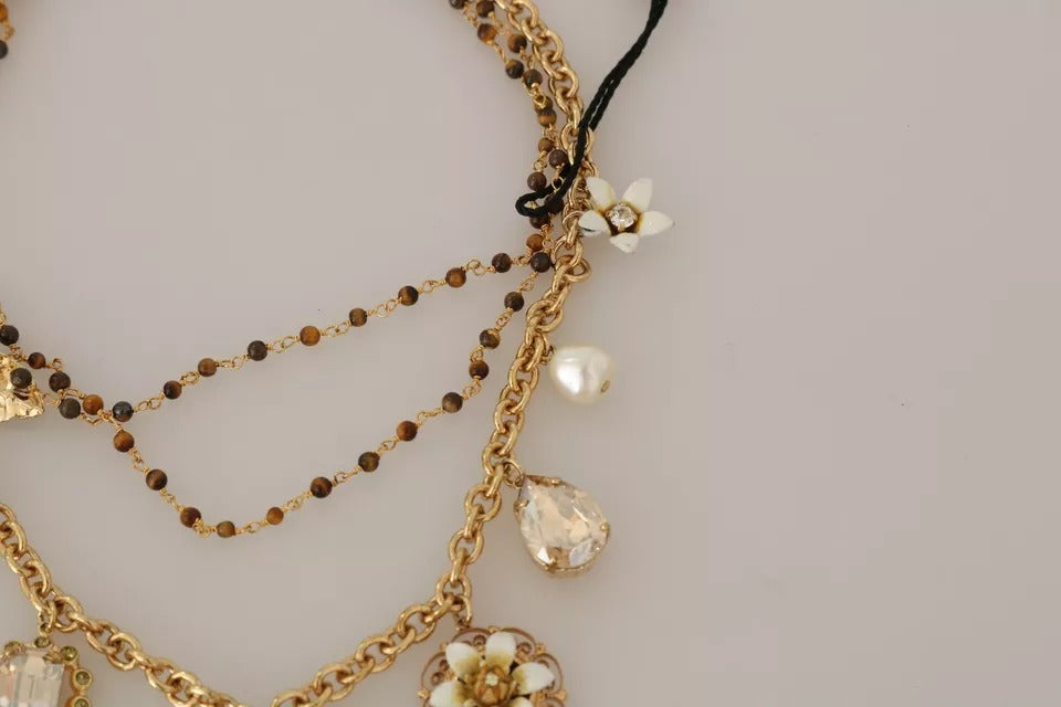 Collar con dijes florales de cristal y latón dorado de Dolce &amp; Gabbana