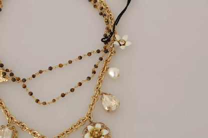 Collar con dijes florales de cristal y latón dorado de Dolce &amp; Gabbana
