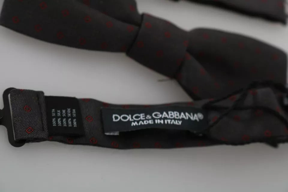 Dolce & Gabbana Gray Dotted Silk Adjustable Neck Bow Tie – par Dolce & Gabbana | Disponible sur Sandy Store ByNet