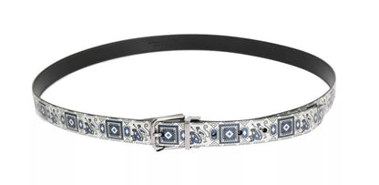 Conjunto de regalo con cinturón de cuero y pajarita de seda azul y blanco de Dolce &amp; Gabbana