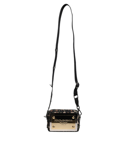 Bolso bandolera Dolce &amp; Gabbana con estampado de leopardo en jacquard multicolor y logotipo DG