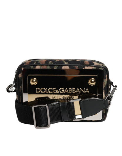Bolso bandolera Dolce &amp; Gabbana con estampado de leopardo en jacquard multicolor y logotipo DG