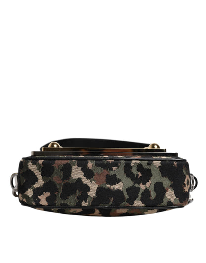 Bolso bandolera Dolce &amp; Gabbana con estampado de leopardo en jacquard multicolor y logotipo DG