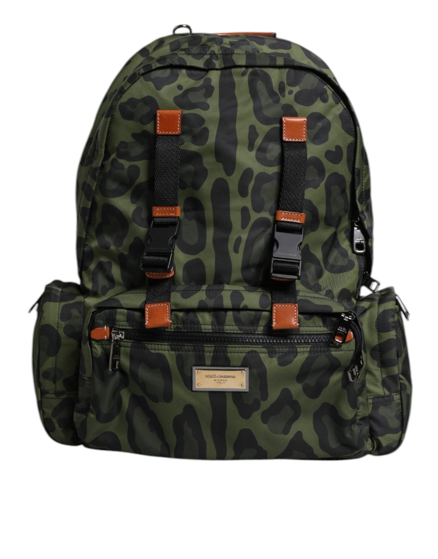 Sac à dos de voyage en nylon vert léopard Dolce &amp; Gabbana