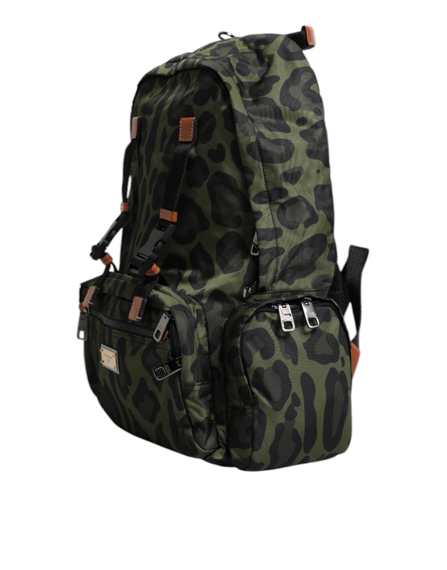 Sac à dos de voyage en nylon vert léopard Dolce &amp; Gabbana