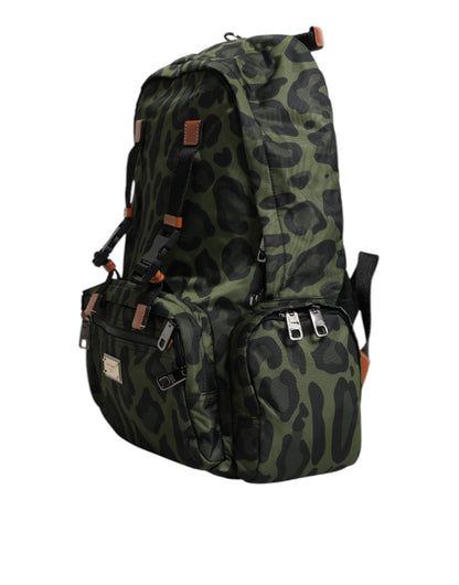 Sac à dos de voyage en nylon vert léopard Dolce &amp; Gabbana