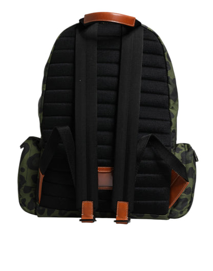 Sac à dos de voyage en nylon vert léopard Dolce &amp; Gabbana
