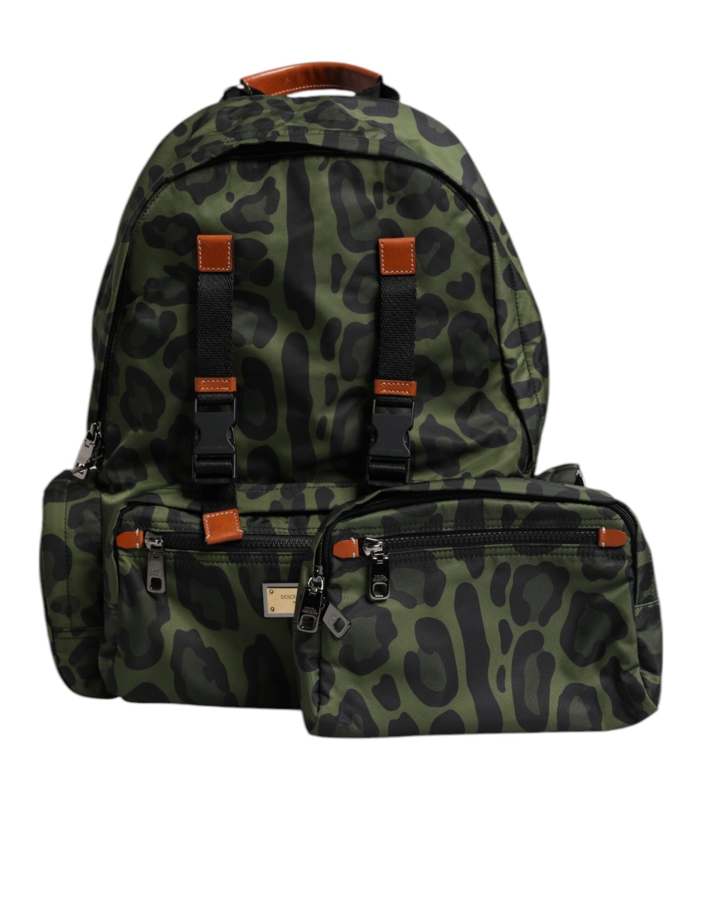 Sac à dos de voyage en nylon vert léopard Dolce &amp; Gabbana