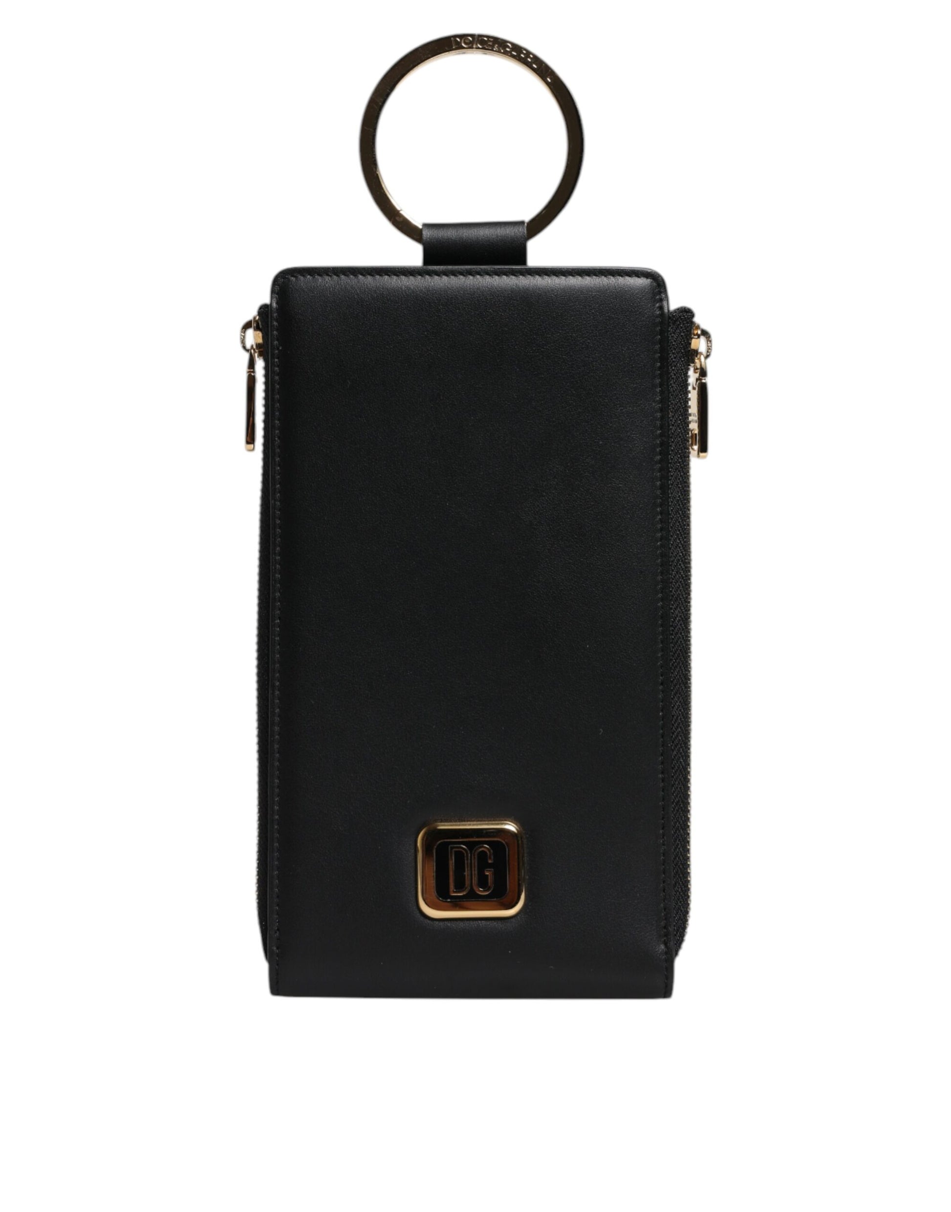 Dolce & Gabbana Black Leather Logo Plaque Neck Strap Card Coin Wallet – par Dolce & Gabbana | Disponible sur Sandy Store ByNet