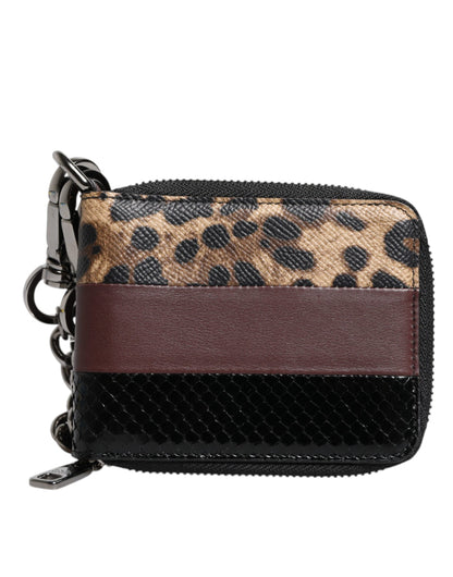 Dolce &amp; Gabbana Multicolor Leopard Leather DG Bifold Card Holder Wallet