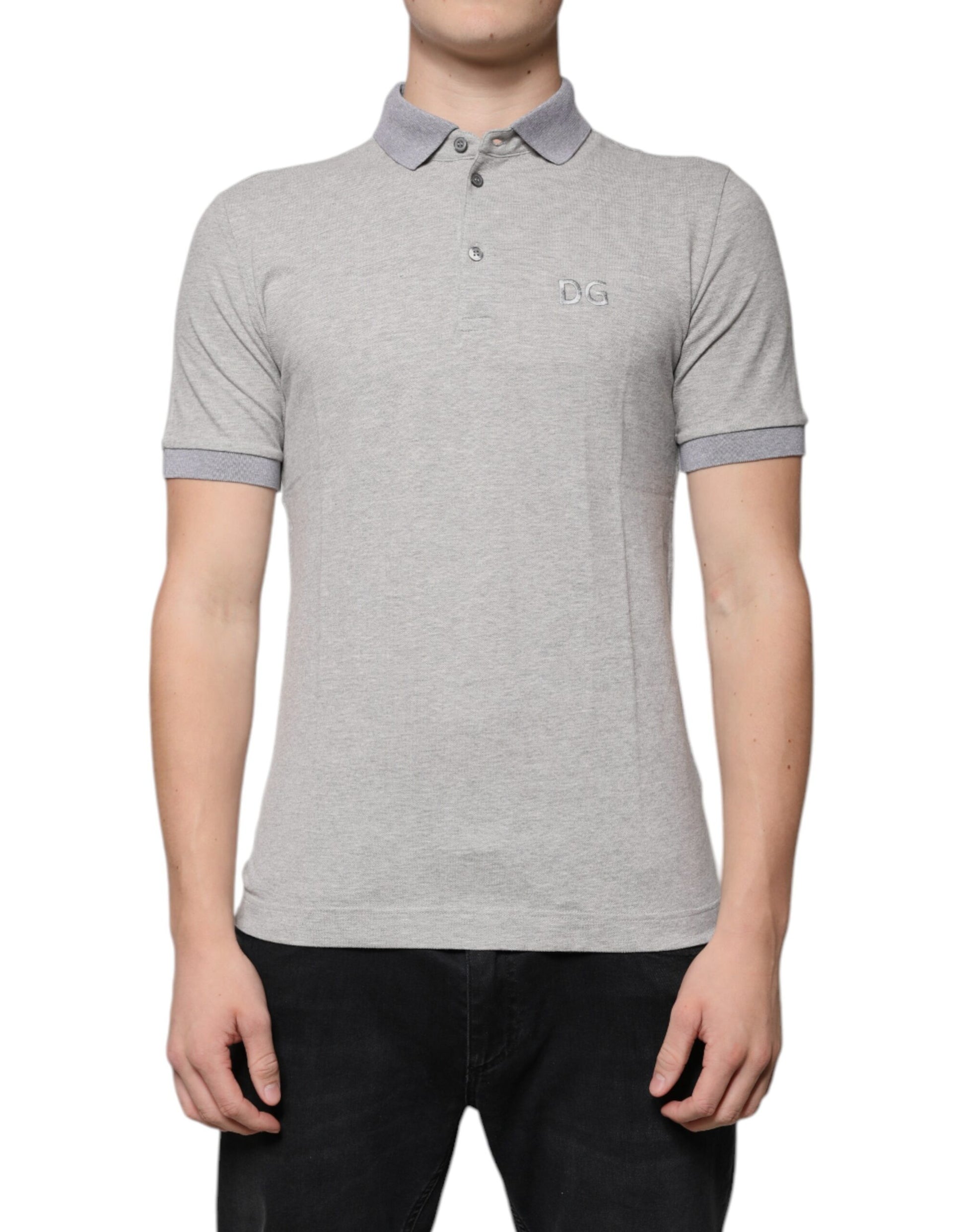 Dolce & Gabbana Gray Collared Short Sleeves Men Polo T-shirt – IT46 | S par Dolce & Gabbana | Disponible sur Sandy Store ByNet