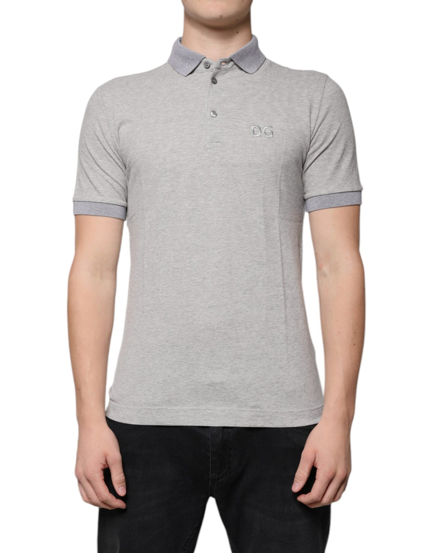Dolce & Gabbana Gray Collared Short Sleeves Men Polo T-shirt – IT46 | S par Dolce & Gabbana | Disponible sur Sandy Store ByNet