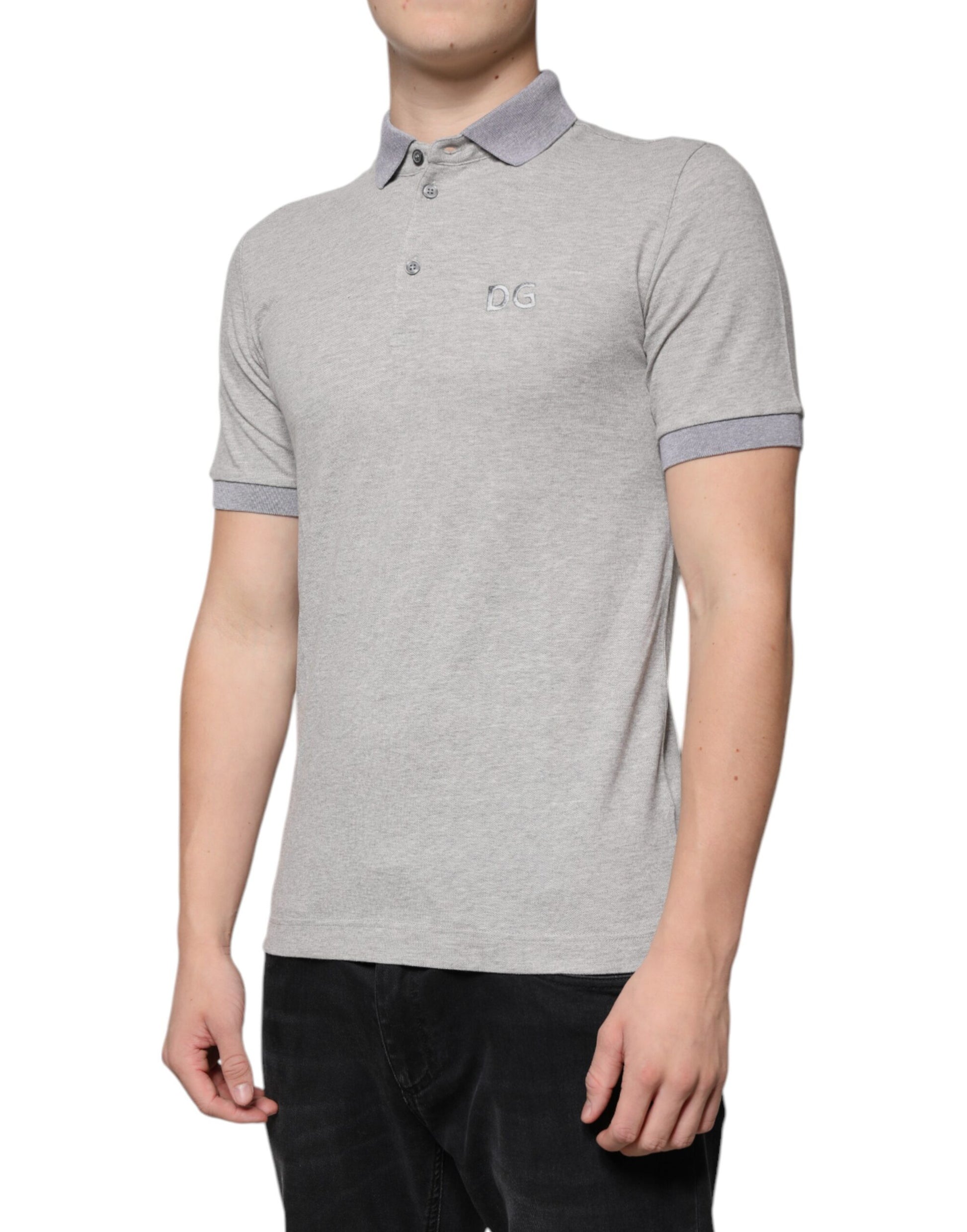 Dolce & Gabbana Gray Collared Short Sleeves Men Polo T-shirt – IT46 | S par Dolce & Gabbana | Disponible sur Sandy Store ByNet