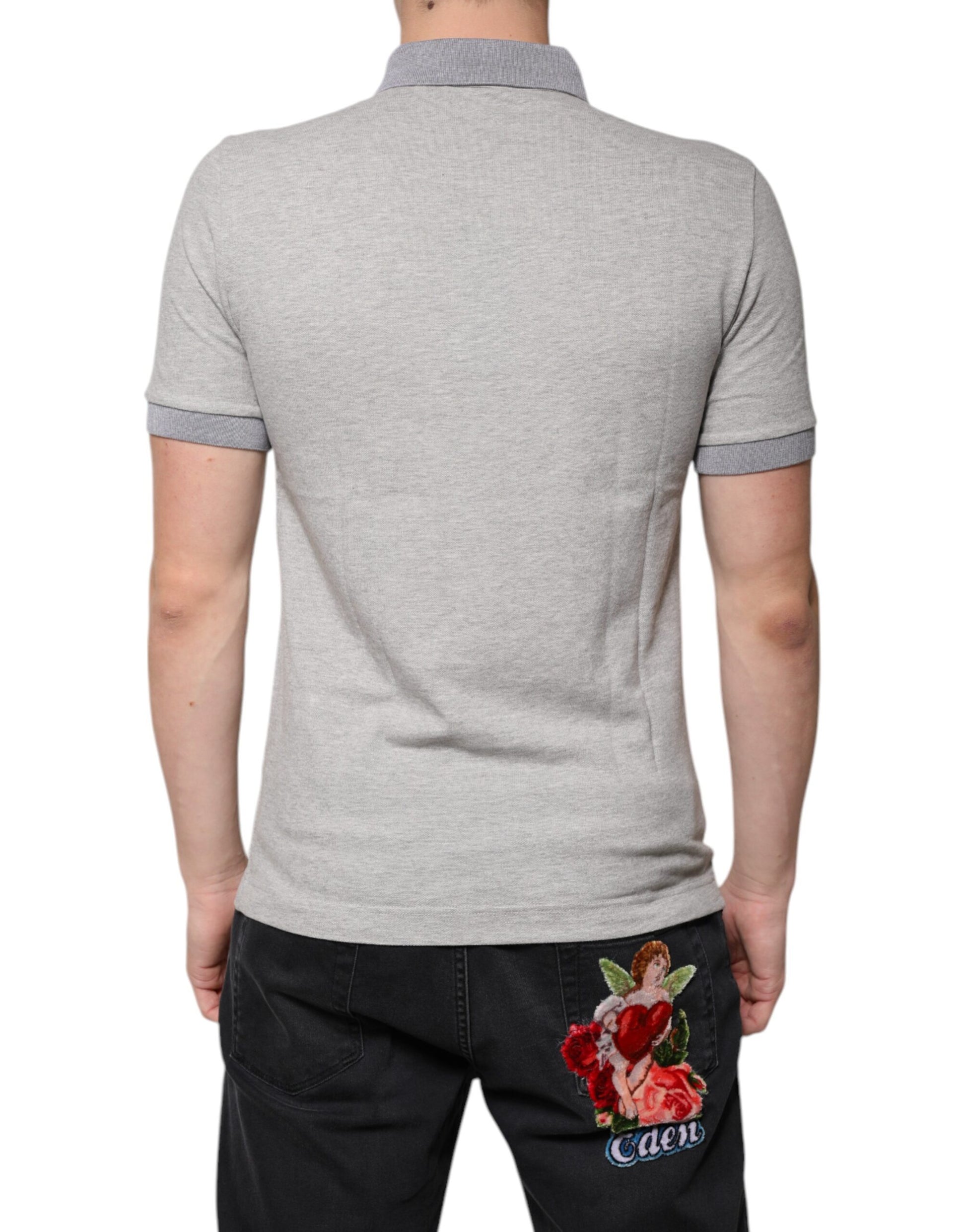 Dolce & Gabbana Gray Collared Short Sleeves Men Polo T-shirt – IT46 | S par Dolce & Gabbana | Disponible sur Sandy Store ByNet