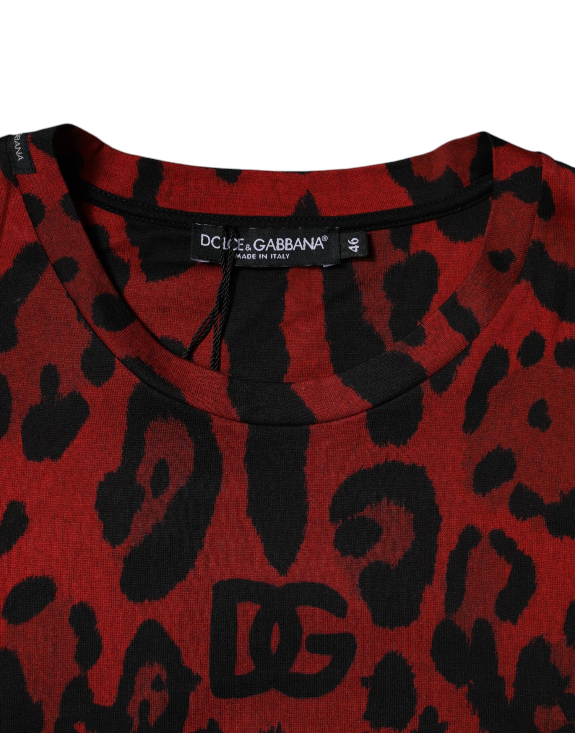 Dolce & Gabbana Red Leopard Cotton Short Sleeves T-shirt – IT46 | S par Dolce & Gabbana | Disponible sur Sandy Store ByNet