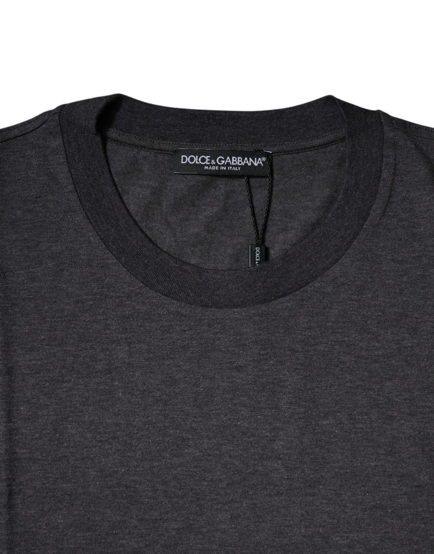 Camiseta gris oscuro de manga corta y cuello redondo de Dolce &amp; Gabbana