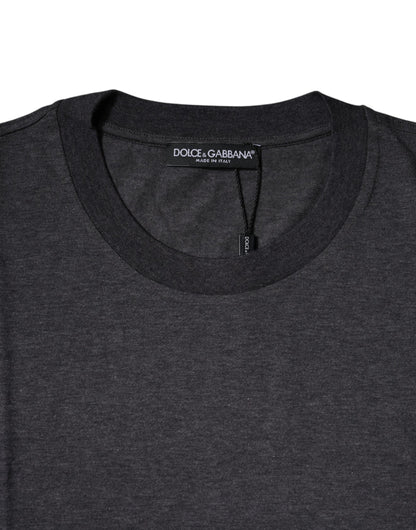 Camiseta gris oscuro de manga corta y cuello redondo de Dolce &amp; Gabbana