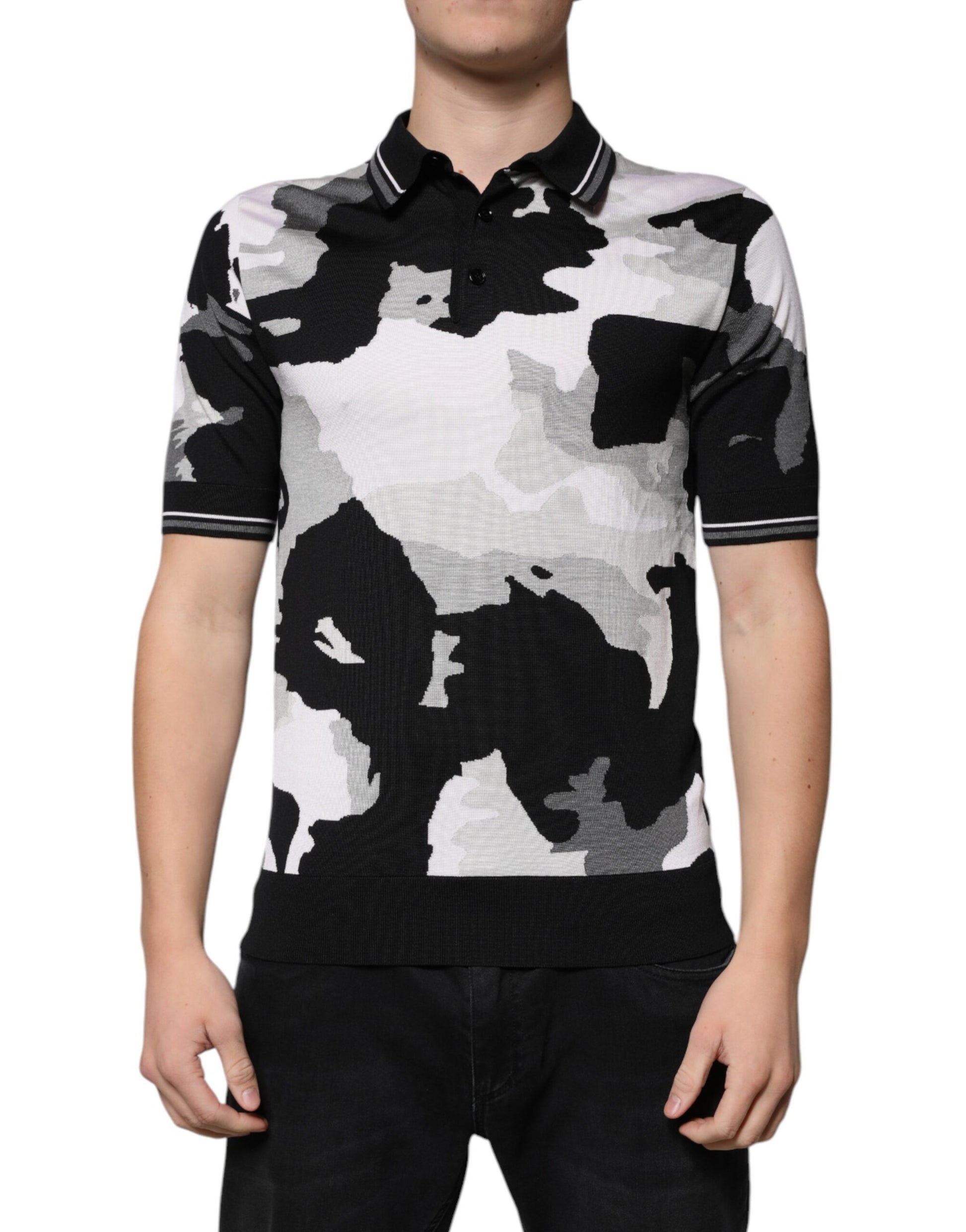 Dolce & Gabbana Multicolor Camouflage Collared Polo T-shirt – IT46 | S par Dolce & Gabbana | Disponible sur Sandy Store ByNet