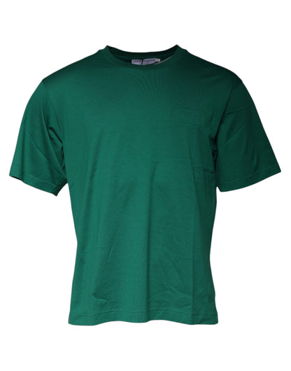 Camiseta de manga corta con cuello redondo y logotipo verde de Dolce &amp; Gabbana