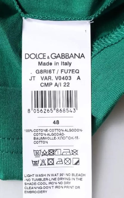 Camiseta de manga corta con cuello redondo y logotipo verde de Dolce &amp; Gabbana