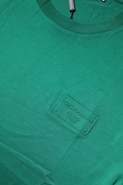 Camiseta de manga corta con cuello redondo y logotipo verde de Dolce &amp; Gabbana