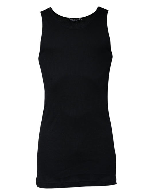 Camiseta sin mangas de algodón negra con cuello redondo de Dolce &amp; Gabbana