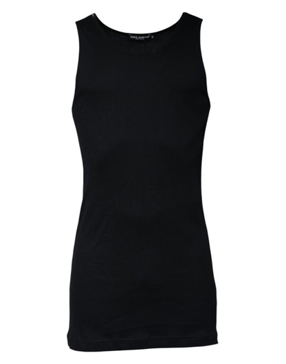 Dolce & Gabbana Black Cotton Sleeveless Round Neck Tank T-shirt – IT50 | L par Dolce & Gabbana | Disponible sur Sandy Store ByNet