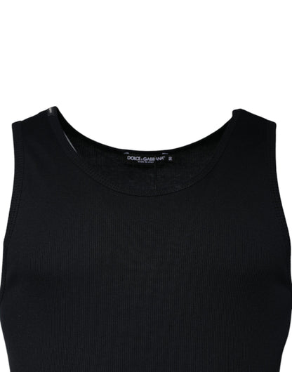 Camiseta sin mangas de algodón negra con cuello redondo de Dolce &amp; Gabbana