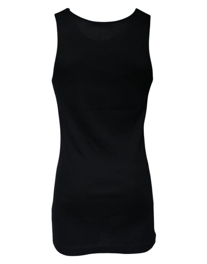 Camiseta sin mangas de algodón negra con cuello redondo de Dolce &amp; Gabbana
