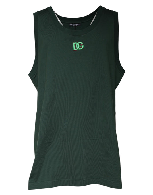 Dolce & Gabbana Green DG Sleeveless Round Neck Tank T-shirt – IT52 | XL par Dolce & Gabbana | Disponible sur Sandy Store ByNet