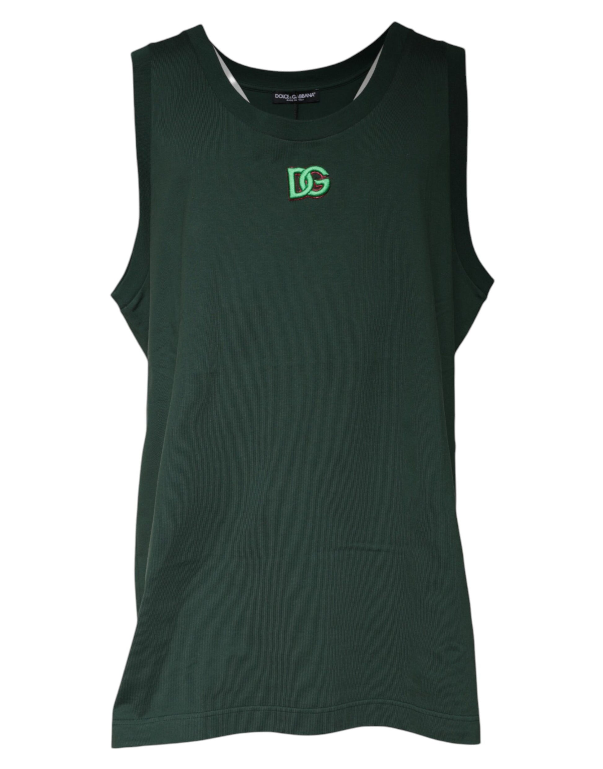 Dolce & Gabbana Green DG Sleeveless Round Neck Tank T-shirt – IT52 | XL par Dolce & Gabbana | Disponible sur Sandy Store ByNet