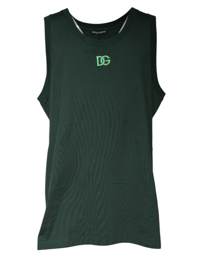 Dolce & Gabbana Green DG Sleeveless Round Neck Tank T-shirt – IT52 | XL par Dolce & Gabbana | Disponible sur Sandy Store ByNet