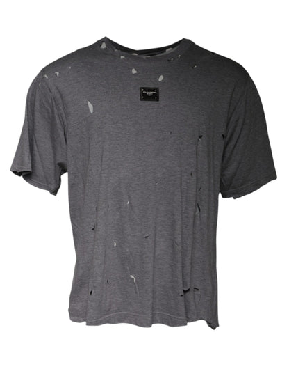 Dolce &amp; Gabbana Gray Logo Crew Neck Short Sleeves T-shirt